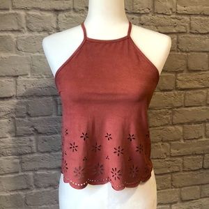 WET SEAL Faux-Suede Crop Top in a Rusty Rose SZ S